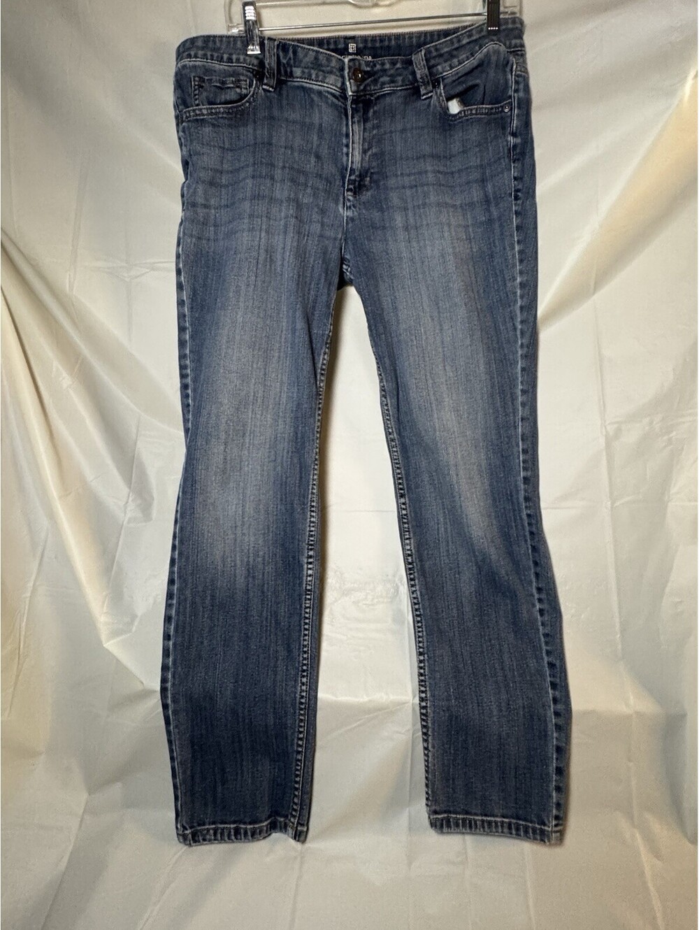 Liz Claiborne Jeans Size 12 Jackie Straight Leg Mid Rise Dark Wash Blue Denim